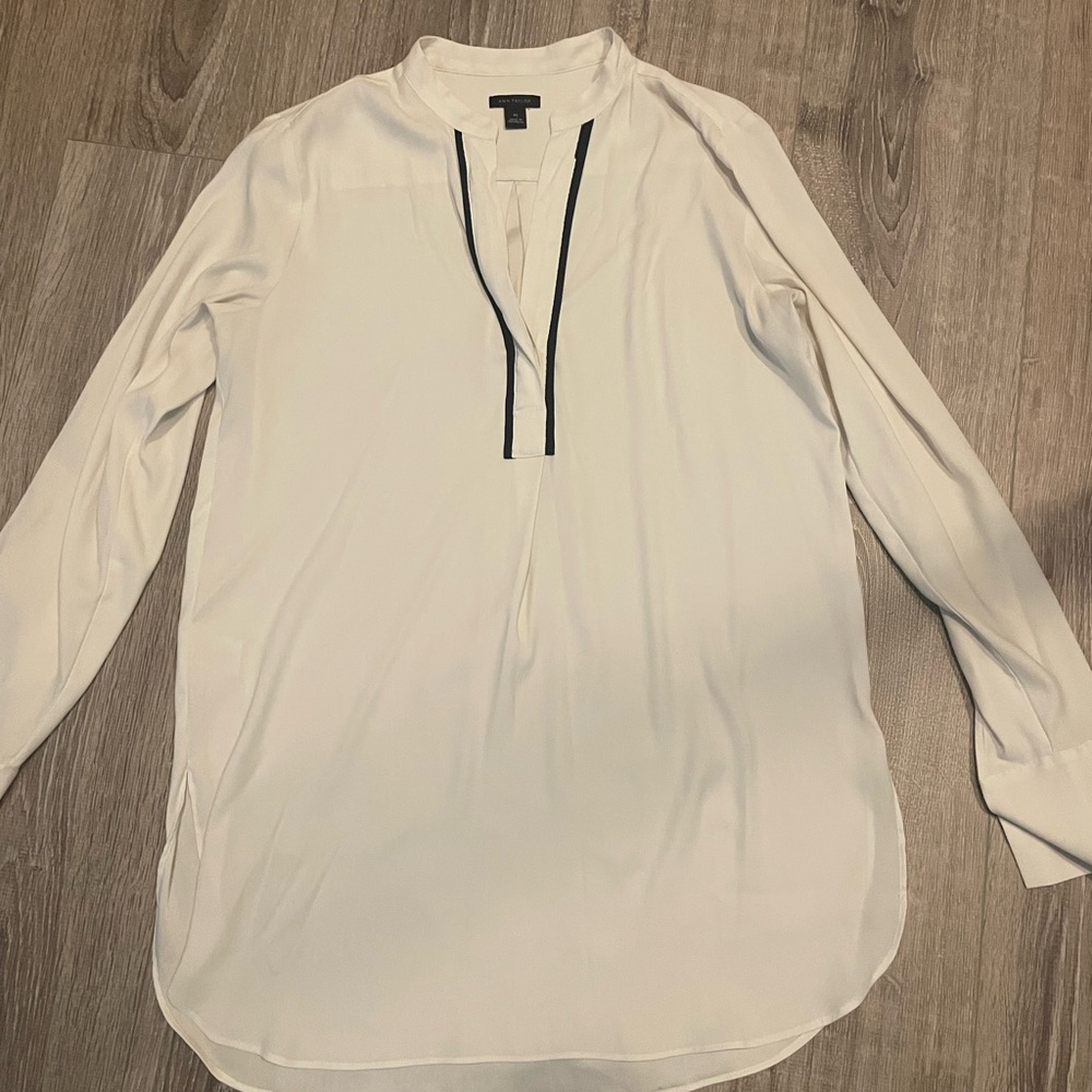 Ann Taylor Ivory Blouse with Black Accents